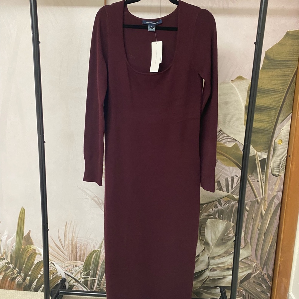 French Connection Deep Red Long Sleeve Dress